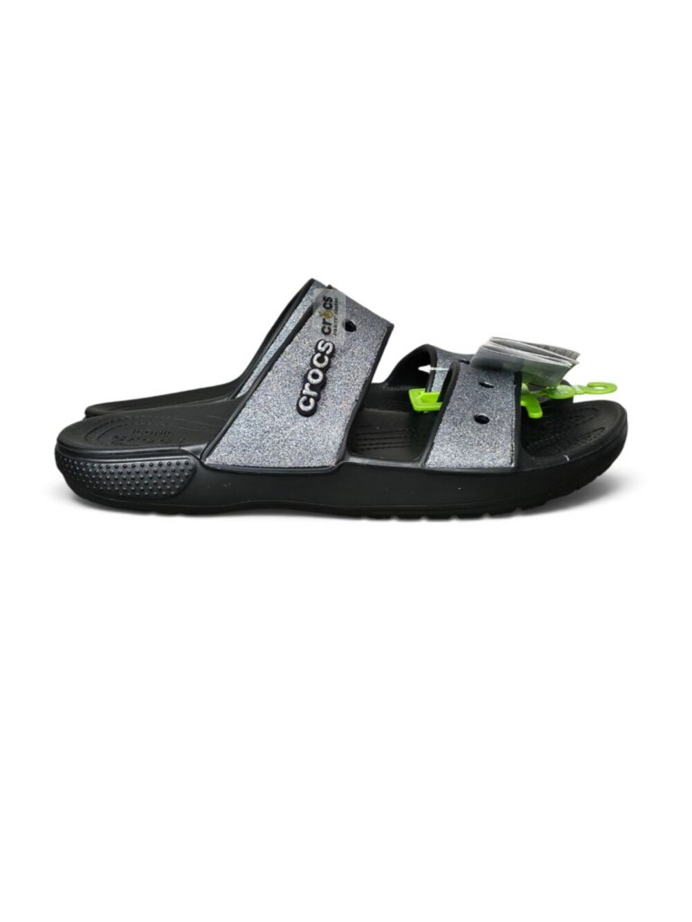 Crocs Classic Metallic II 2-Strap New Glitter Slide Sandals Black Men 12 Unisex